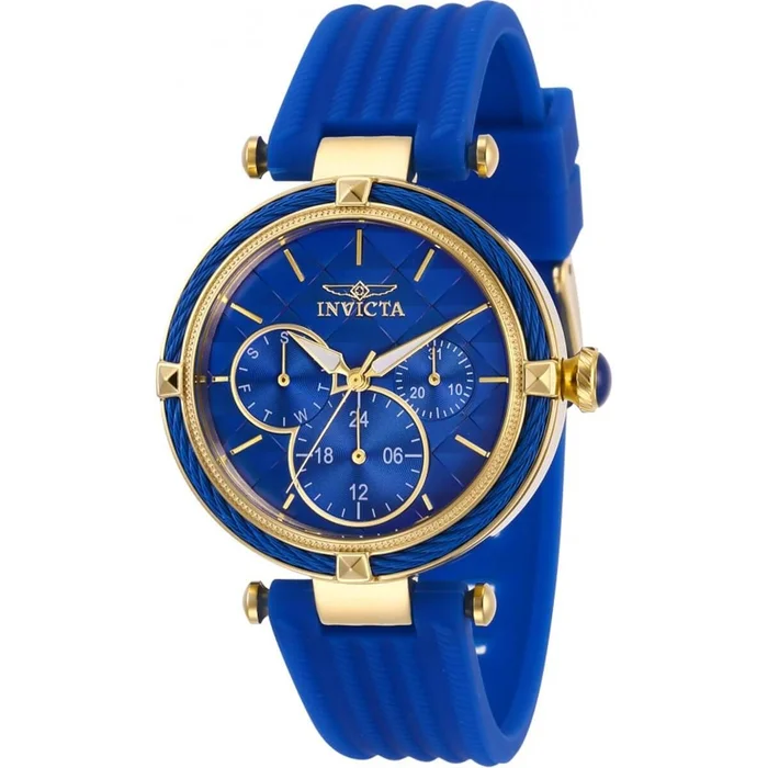 Invicta Women’s Quartz Watch – Bolt Yellow Gold Case Blue Dial Rubber Strap | 28968