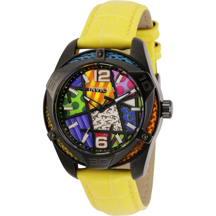 Invicta Women’s Quartz Watch – Britto Multi Colored Dial Yellow Leather Strap | 32403
