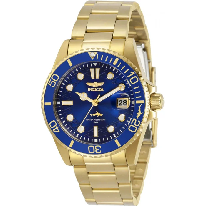 Invicta Women’s Quartz Watch – Pro Diver Blue Dial Yellow Gold Bracelet | 30484