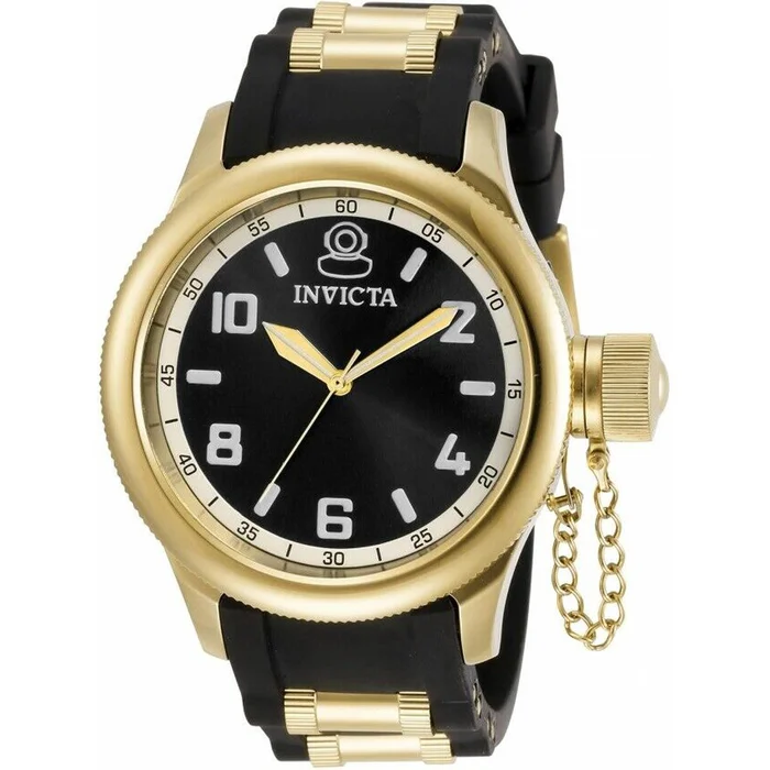 Invicta Women’s Quartz Watch – Russian Diver Yellow Gold and Black Strap | 31250