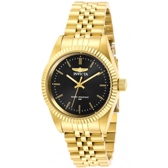 Invicta Women’s Quartz Watch – Specialty Black Dial Yellow Gold Bracelet | 29406
