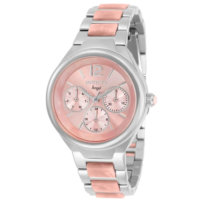 Invicta Women’s Watch – Angel Day-Date Silver Tone and Pink Dial Bracelet | 32082