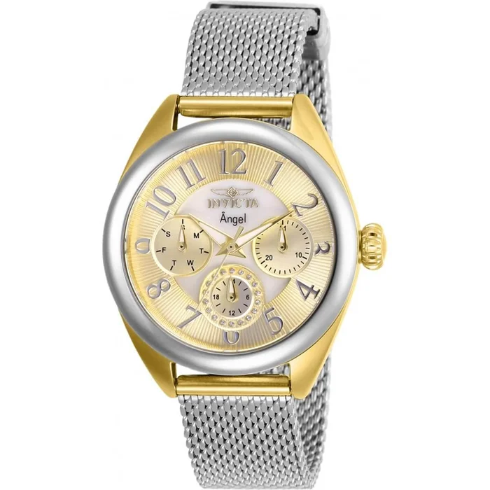 Invicta Women’s Watch – Angel White Oyster and Gold Tone Dial Mesh Bracelet | 27452