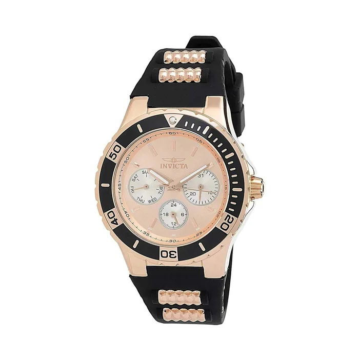 Invicta Women’s Watch – Aviator Rotating Bezel Rose Gold and Silver Tone Dial | 37318