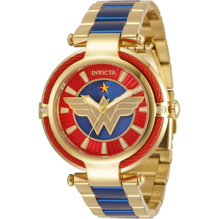 Invicta Women’s Watch – DC Comics Wonder Woman Yellow Gold and Blue Steel | 34954