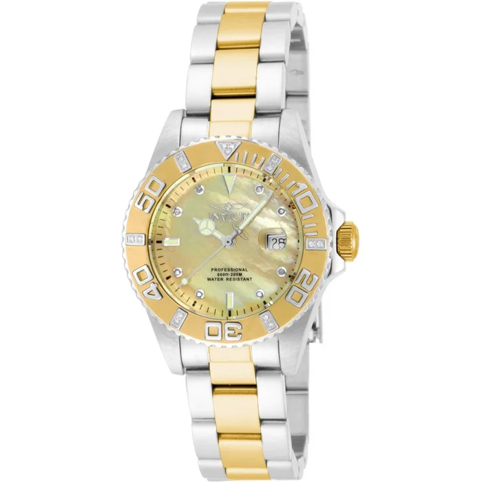 Invicta Women’s Watch – Pro Diver Diamond Mother of Pearl Dial SS Bracelet | 17370