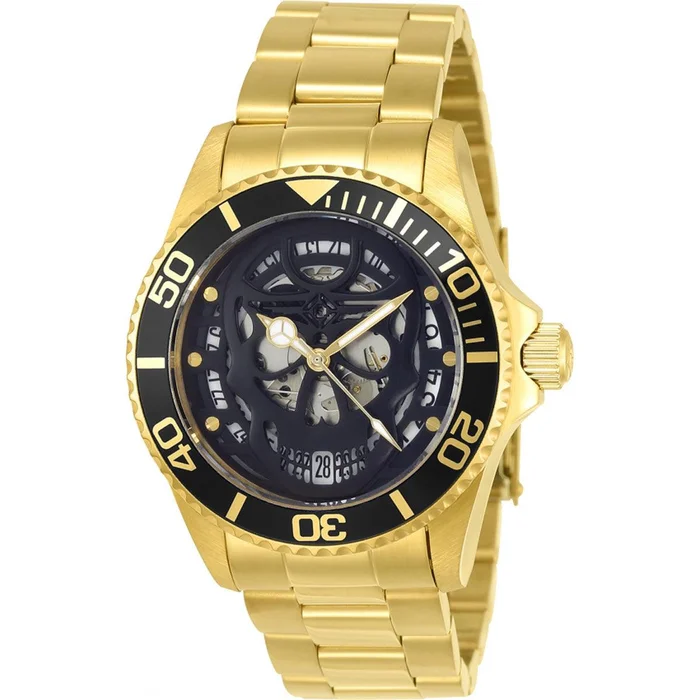 Invicta Women’s Watch – Pro Diver Silver and Black Dial Yellow Gold Bracelet | 22046