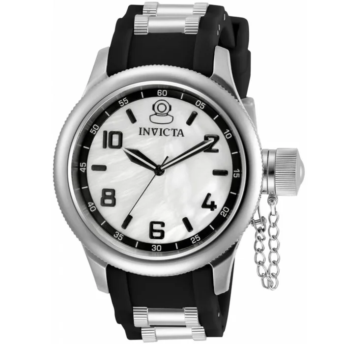 Invicta Women’s Watch – Russian Diver Silver Dial Black and Silver Strap | 31241