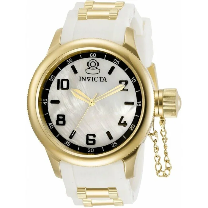 Invicta Women’s Watch – Russian Diver White Dial Yellow Gold and White Strap | 31252