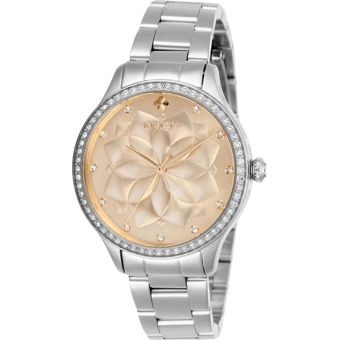 Invicta Women’s Watch – Wildflower Quartz Rose Gold Dial Silver SS Bracelet | 28053