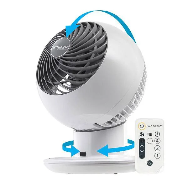 IRIS USA WOOZOO Fan with Remote, Oscillating Fan, Desk Fan, Table Air Circulator, Globe Fan, 5 Speeds, White