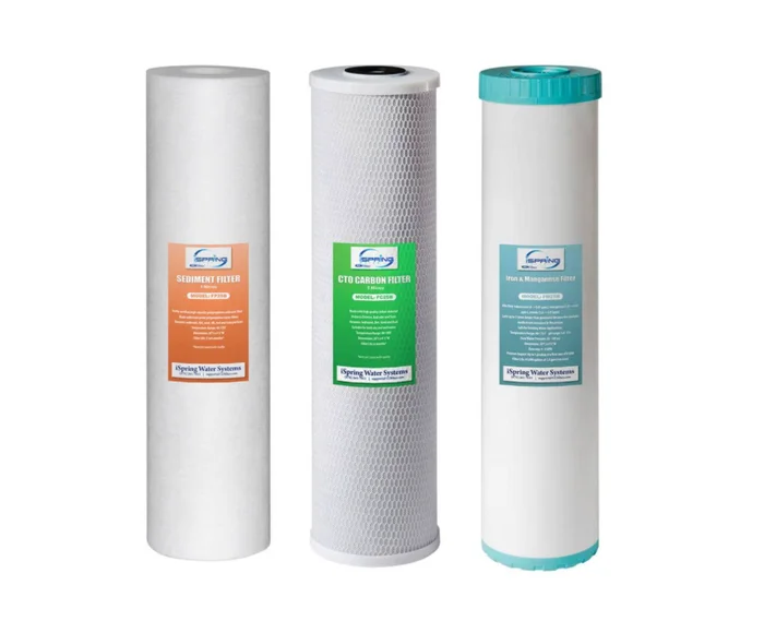 ISPRING Whole House Water Filters w/ Sediment, Carbon Block, and Iron, Fits WGB32BM