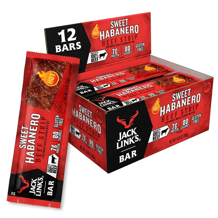 Jack Link’s Beef Jerky Bars, Sweet Habanero, 12 Count – 7g of Protein and 80 Calories Per Protein Bar