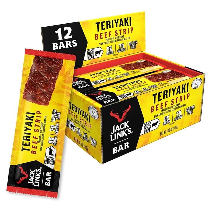 Jack Link’s Beef Jerky Bars, Teriyaki, 12 Count – 8g of Protein and 80 Calories Per Protein Bar