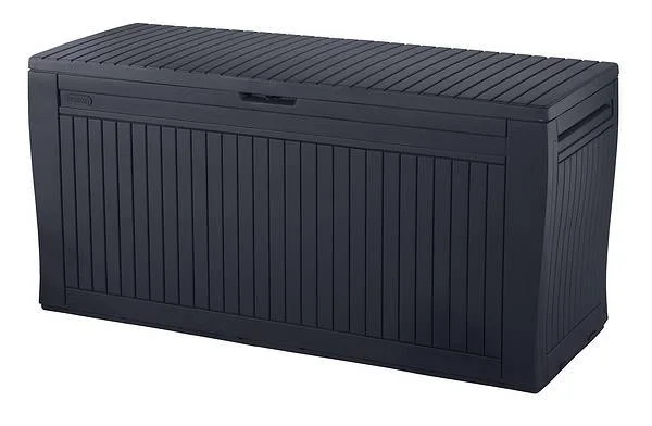 Keter Comfy Outdoor Storage 71 Gallon Resin Deck Box, Anthracite Gray