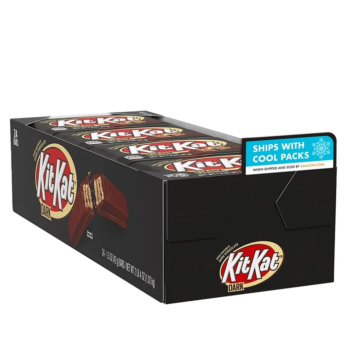 KIT KAT Dark Chocolate Wafer Candy Bars, Individually Wrapped, 1.5 oz Bulk Box (24 Count)