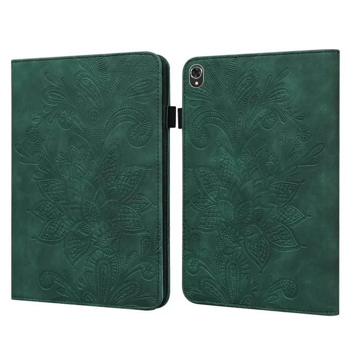 Lace Flower Embossing Pattern Leather Tablet Case For Lenovo Tab K10(Green)