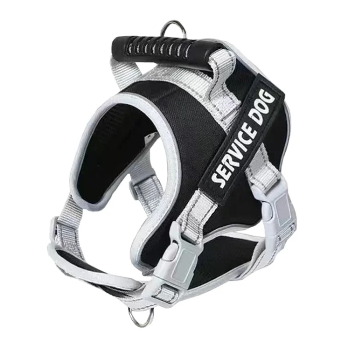 Large Dog Explosion Proof Punch Chest Harness Dog Travelling Leash, Style: Single Black(XL)