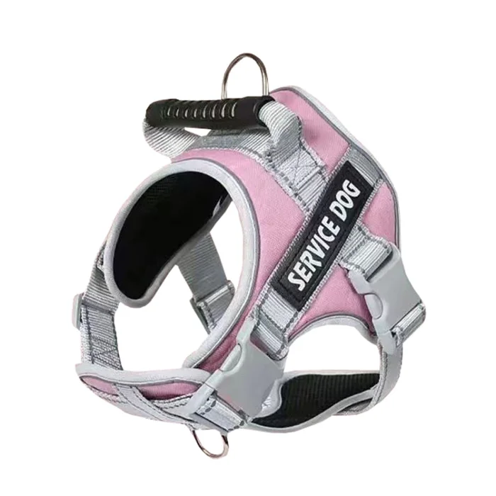 Large Dog Explosion Proof Punch Chest Harness Dog Travelling Leash, Style: Single Pink(XXL)