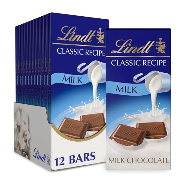 Lindt CLASSIC RECIPE Milk Chocolate Bar, Easter Chocolate Candy, 4.4 oz. (12 Pack)