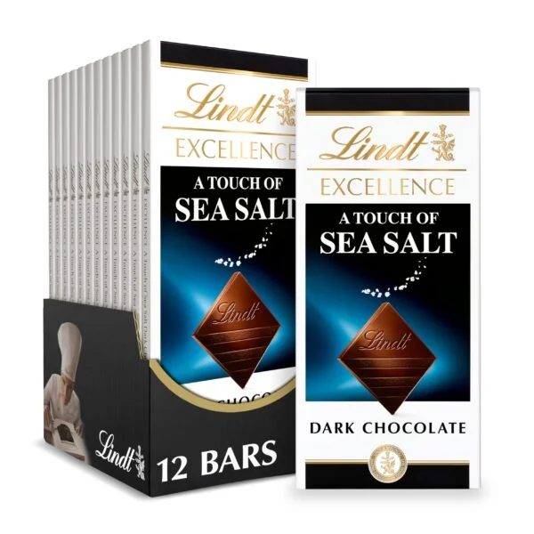 Lindt EXCELLENCE Sea Salt Dark Chocolate Bar, Easter Chocolate Candy, 3.5 oz. (12 Pack)