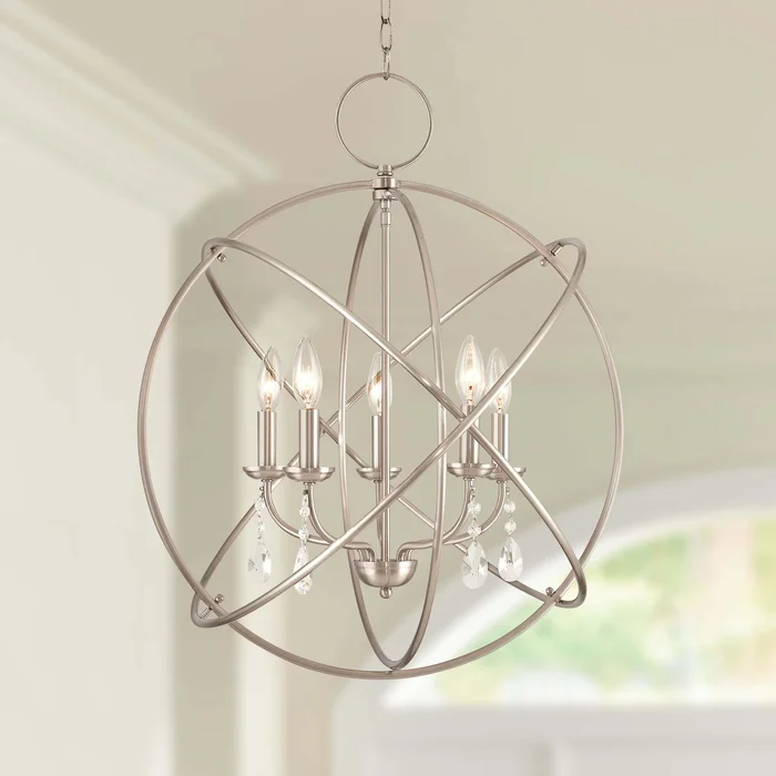 Livex Aria 22″ Brushed Nickel 5-Light Open Orb Chandelier