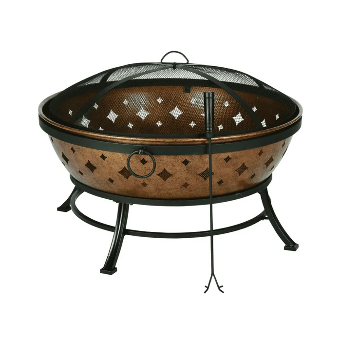 Living Accents 35.8 in. W Steel Noma Round Wood Fire Pit