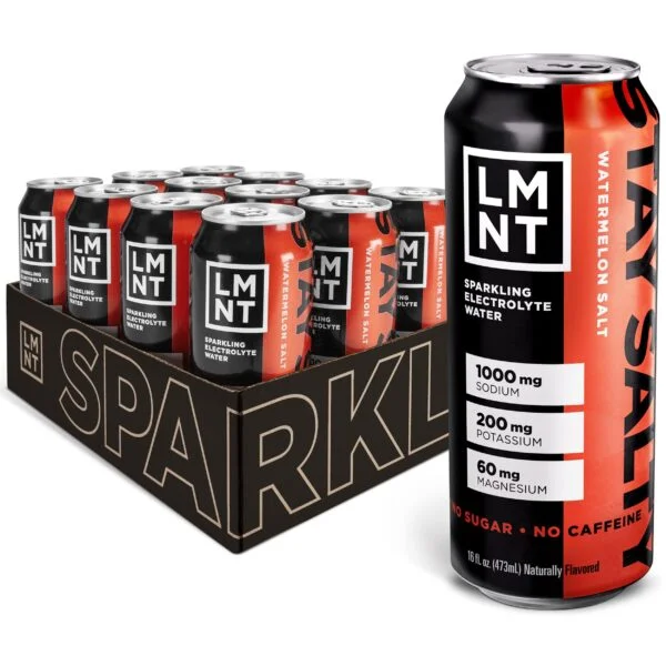 LMNT Sparkling Electrolyte Drink – Watermelon Salt | 12-Count