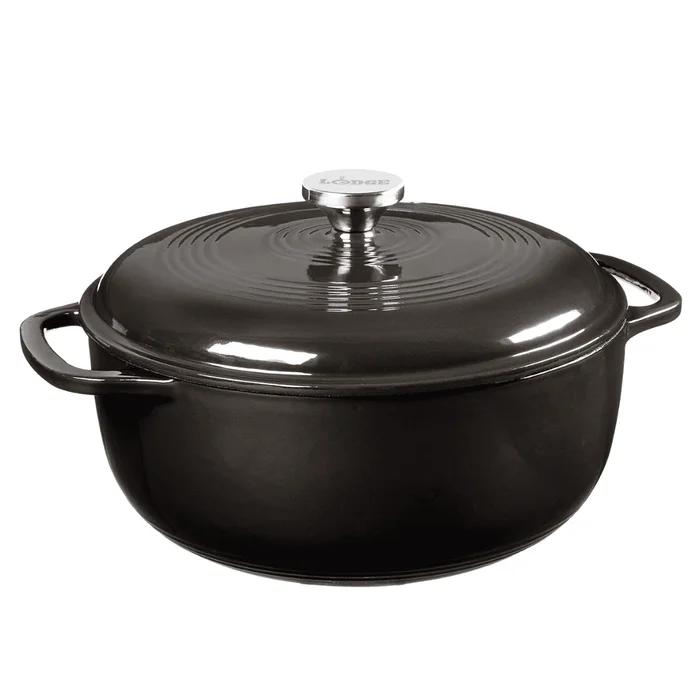 Lodge 6 Quart Enameled Cast Iron Dutch Oven with Lid – Midnight Chrome