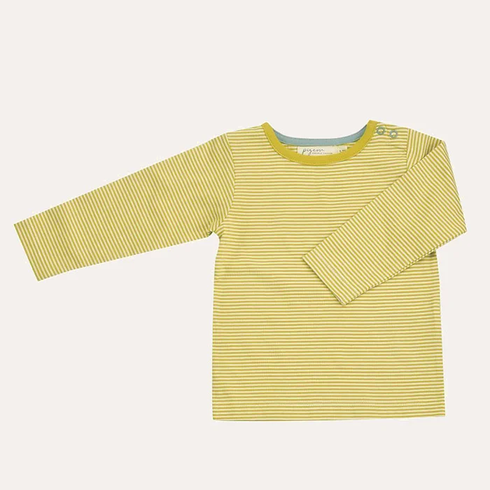 Long Sleeve T-Shirt Fine Stripe Celery