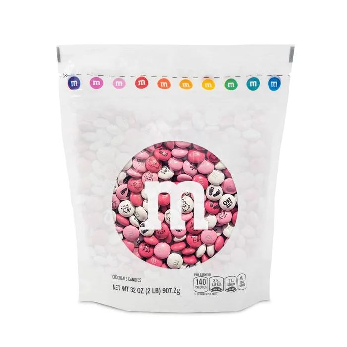 M&M’S Pink & White Milk Chocolate Candy – Baby Shower Favors for Girls, Pink & White Candy, 2 lbs Pack