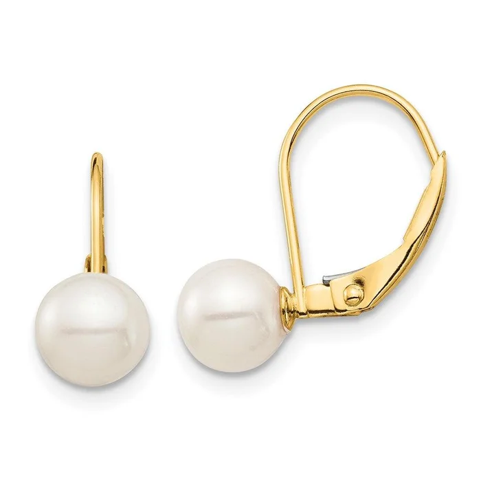 Madi K Kid’s 14K 6-7mm White Round FW Cultured Pearl Leverback Earrings