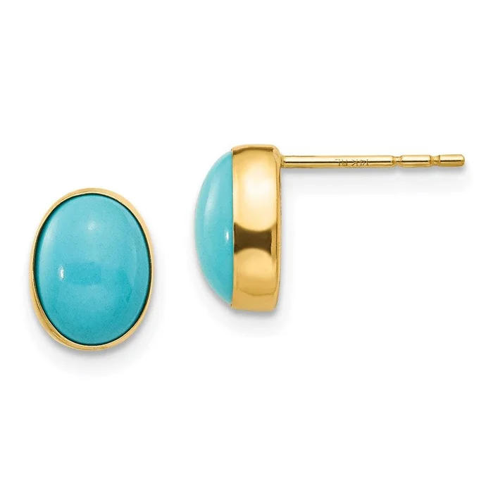 Madi K Kid’s 14k Bezel Set Oval Turquoise Post Earrings