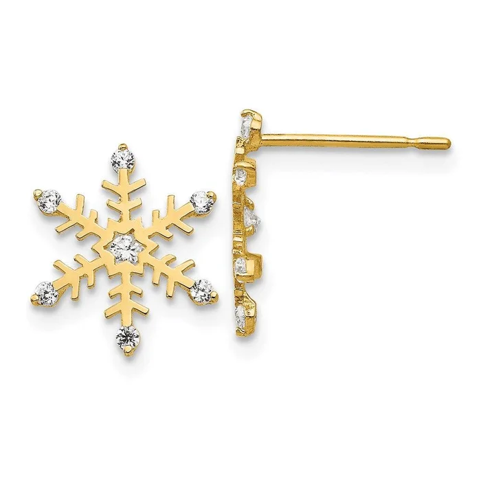 Madi K Kid’s 14k CZ Snowflake Post Earrings