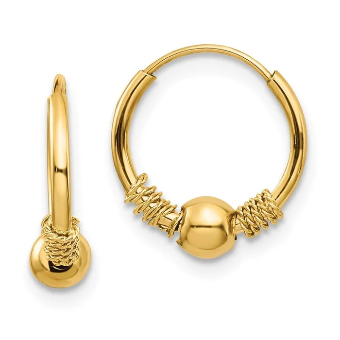 Madi K Kid’s 14k Endless Hoop w/Bead Earrings