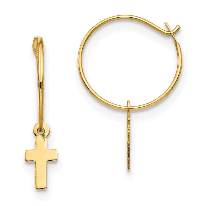 Madi K Kid’s 14k Endless Hoop w/Small Cross Earrings