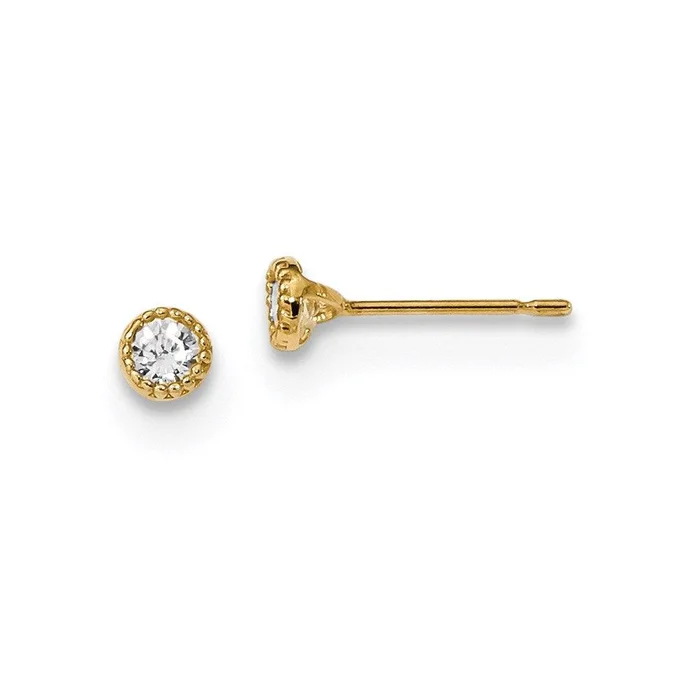 Madi K Kid’s 14k Milgrain Bezel CZ Post Earrings