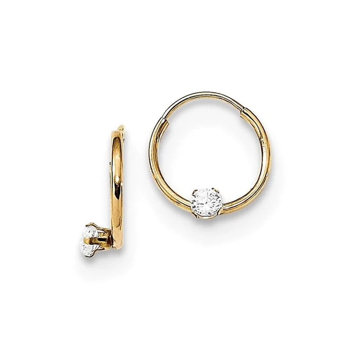 Madi K Kid’s 14k Polished 2mm CZ on Small Endless Hoops