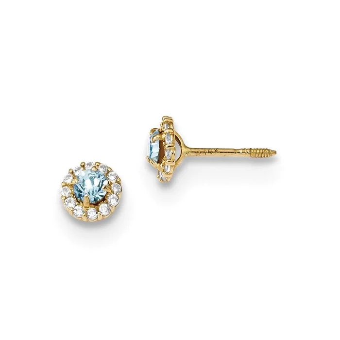 Madi K Kid’s 14k Polished Blue and Clear CZ Post Earrings