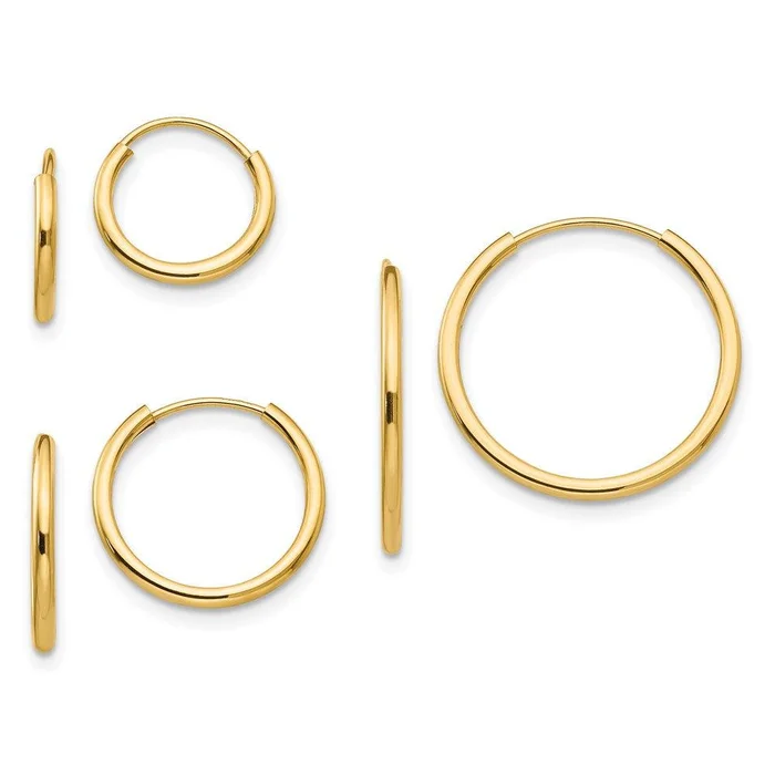 Madi K Kid’s 14k Polished Endless Hoop 3 Pair Earring Set