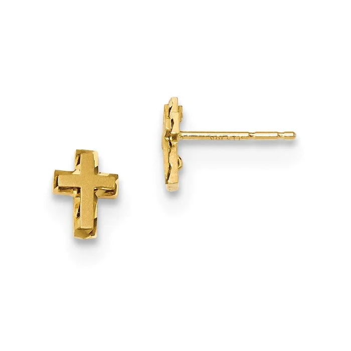 Madi K Kid’s 14k Satin & Polished Diamond-cut Cross Post Earrings