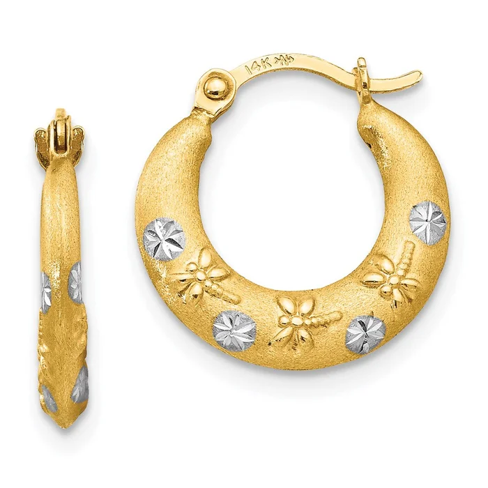 Madi K Kid’s 14K w/Rhodium Hoop Earrings
