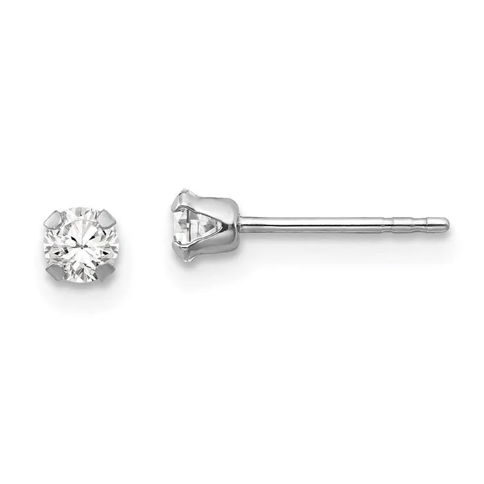 Madi K Kid’s 14k White Gold 3MM CZ Earrings