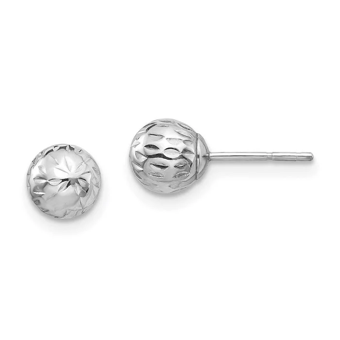Madi K Kid’s 14K White Gold Diamond Cut 6M Ball Post Earrings