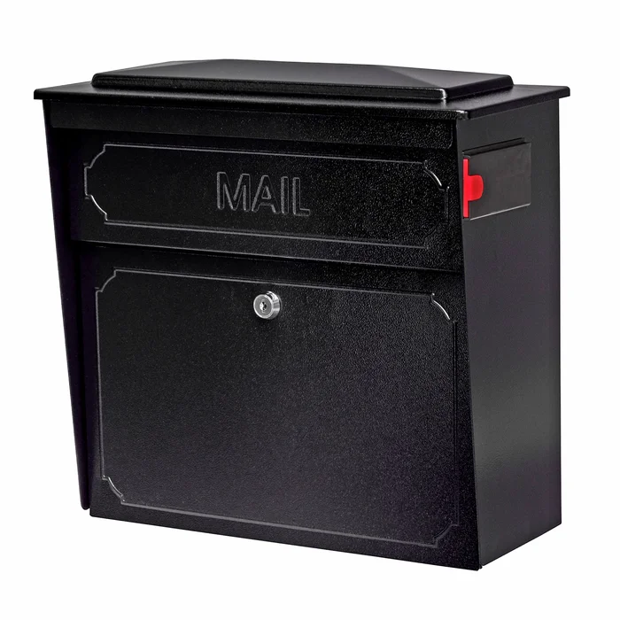 Mail Boss Wall Mount Black Metal Large Lockable Mailbox