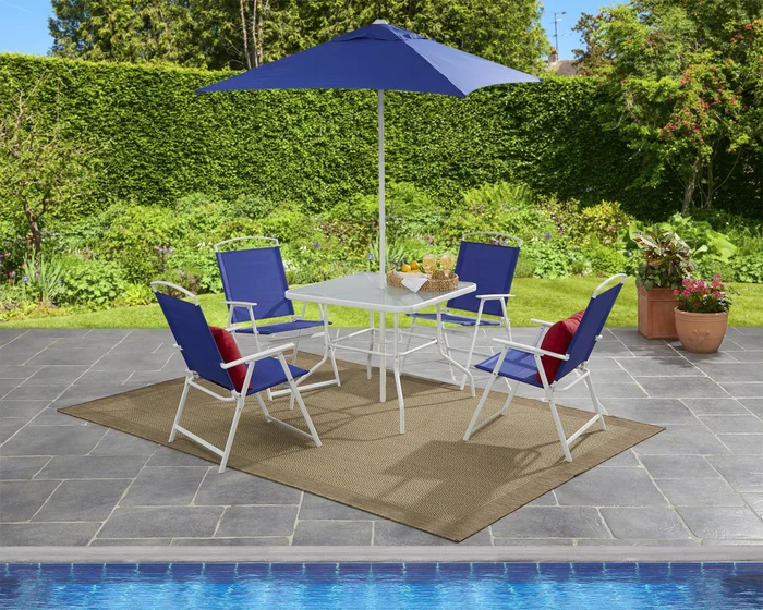 Mainstays Albany Lane 6-Piece Outdoor Patio Dining Set, Blue