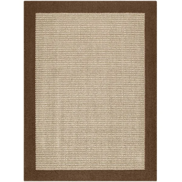 Mainstays Traditional Faux Sisal Olefin Brown Border Indoor Living Room Area Rug, 7’6″x10′, Brown