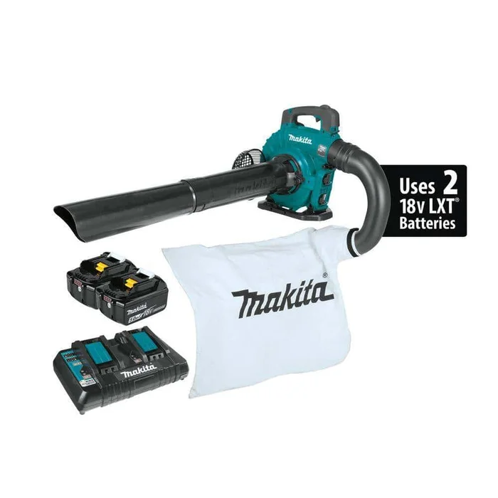 Makita XBU04PTV 120 MPH 473 CFM LXT 18V X2 (36V) Lithium-Ion Brushless Cordless Leaf Blower Kit with Vacuum Attachment Kit (5.0 Ah)