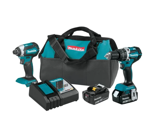 Makita XT269M 18V LXT Lithium-Ion Brushless Cordless Hammer Drill and Impact Driver Combo Kit (2-Tool) w/ (2) 4Ah Batteries, Bag