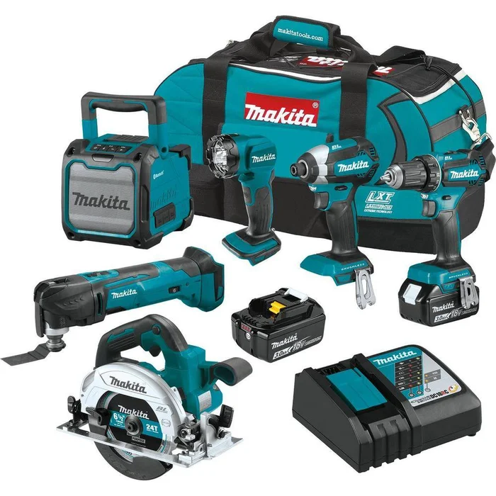 Makita XT613X1 18-Volt LXT Lithium-Ion Cordless 6-Piece Combo Kit (Driver-Drill/Impact Driver/Circular Saw/Multi-Tool/Radio/Light) 3.0A